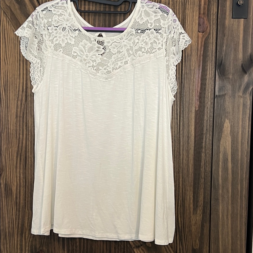 Torrid White Cap Sleeve Lace Blouse with Peter Pan Collar